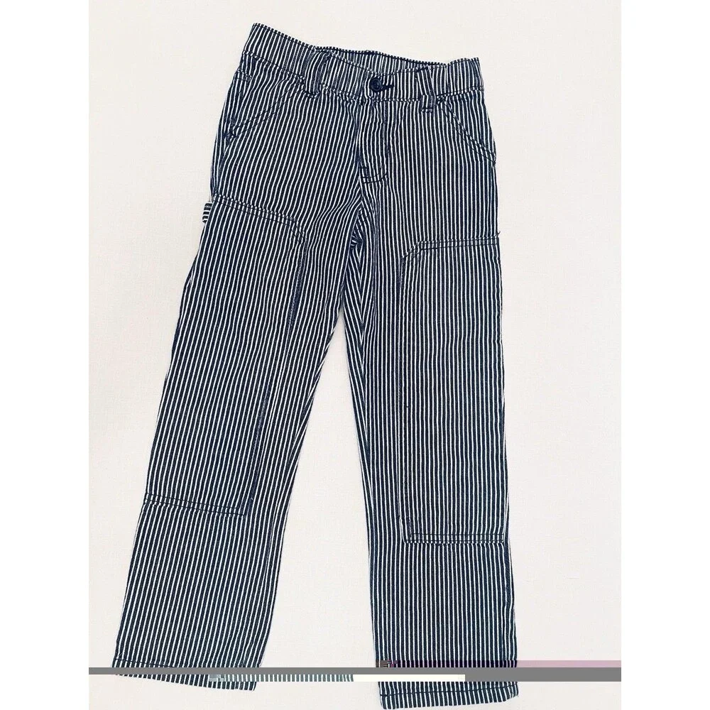 Old Navy 5T Railroad Engineer Hickory Stripe Carpenter Pants Train Conductor EUC